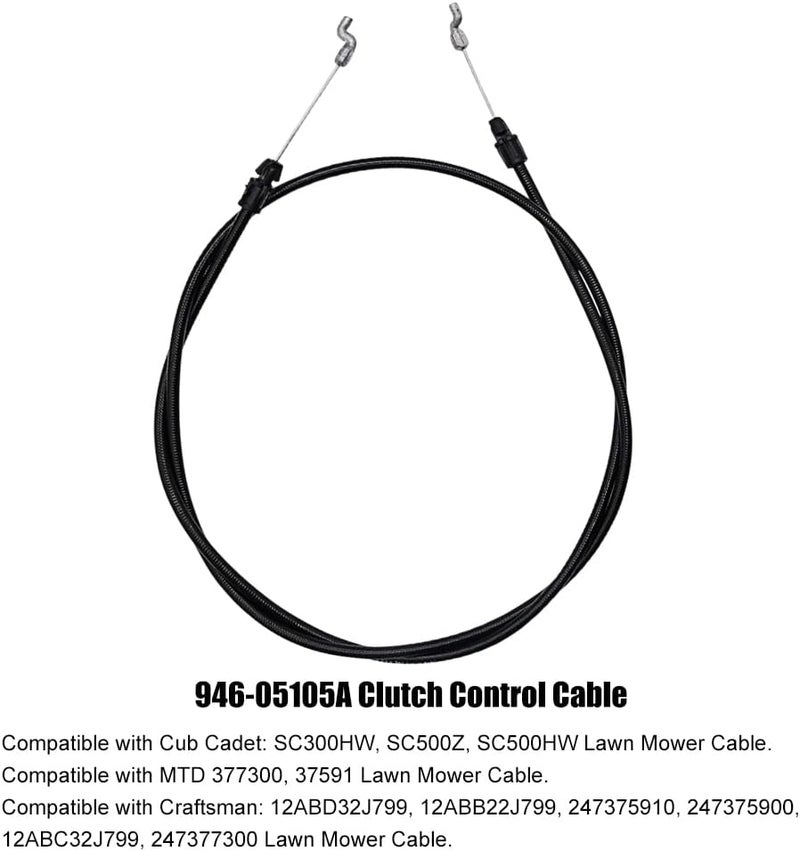 Diskary 946-05105A Clutch Control Cable, 746-05105A Cable for Troy-Bilt MTD Craftsman Cub Cadet Precision Plus inch TB380ES TB370 21 SC300HW SC500Z SC500HW 377300, Replaces 946-05105 746-05105 (946-05105A) - Image 3